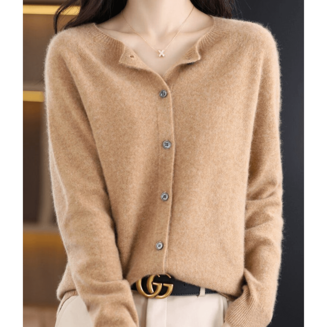 Cardigan En Cachemire À Boutons Et Manches Longues Pour Femme | Col Rond