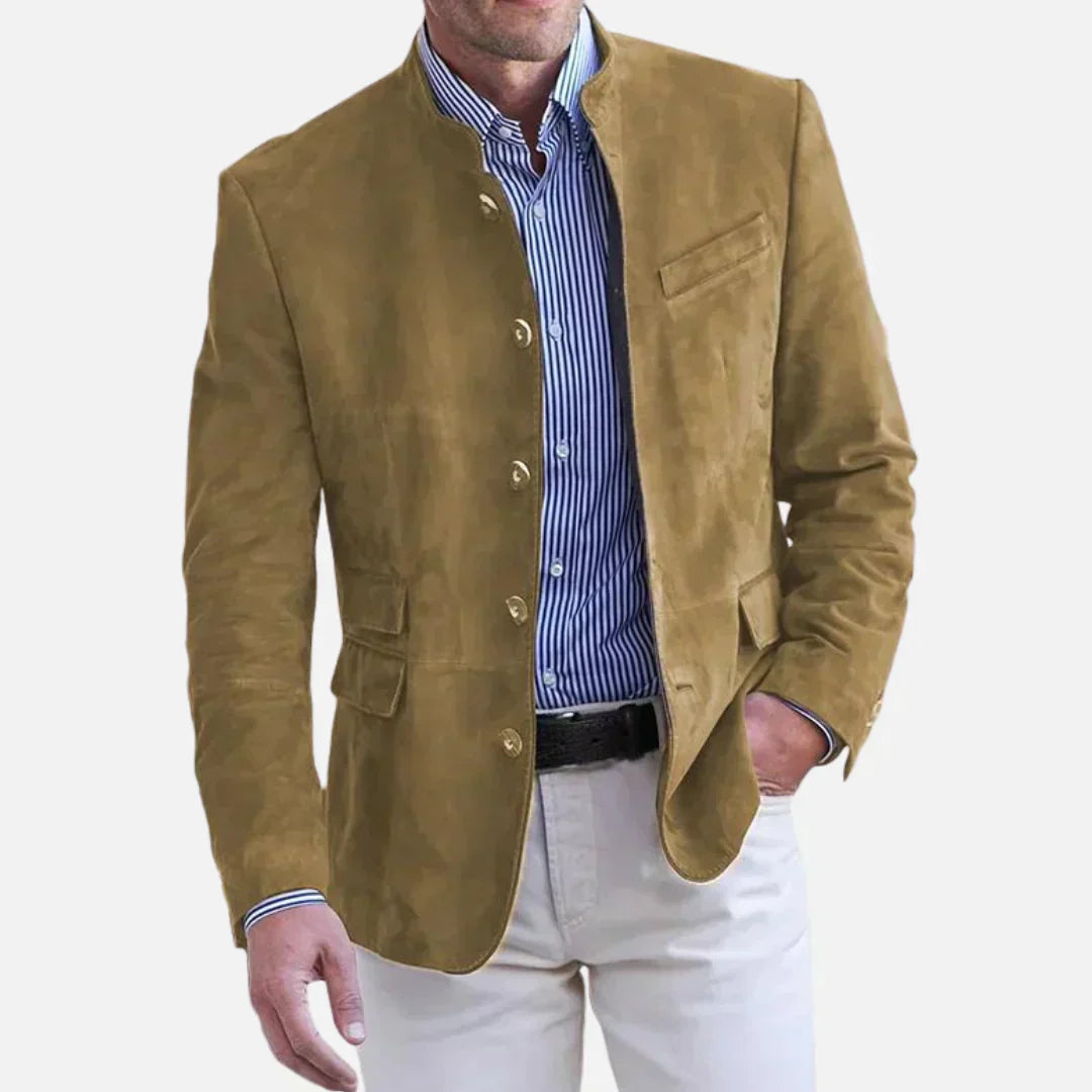 Blazer Classique À Col Montant Pour Homme | Simple Boutonnage