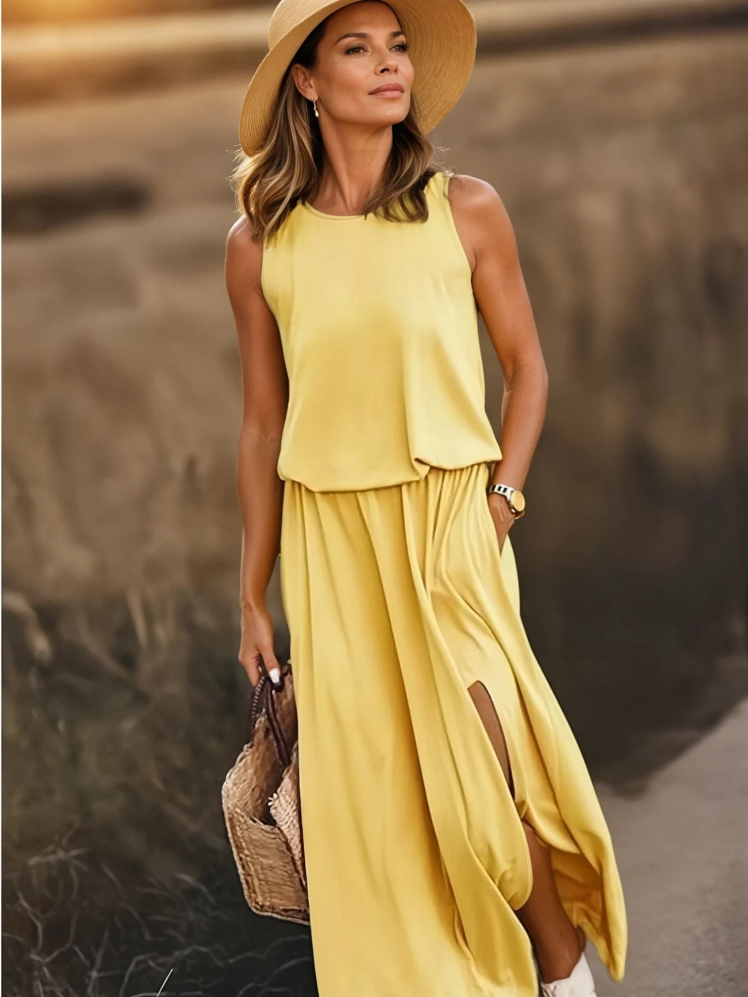 Aurora | Robe Sans Manches À Taille Tombante | Maxi