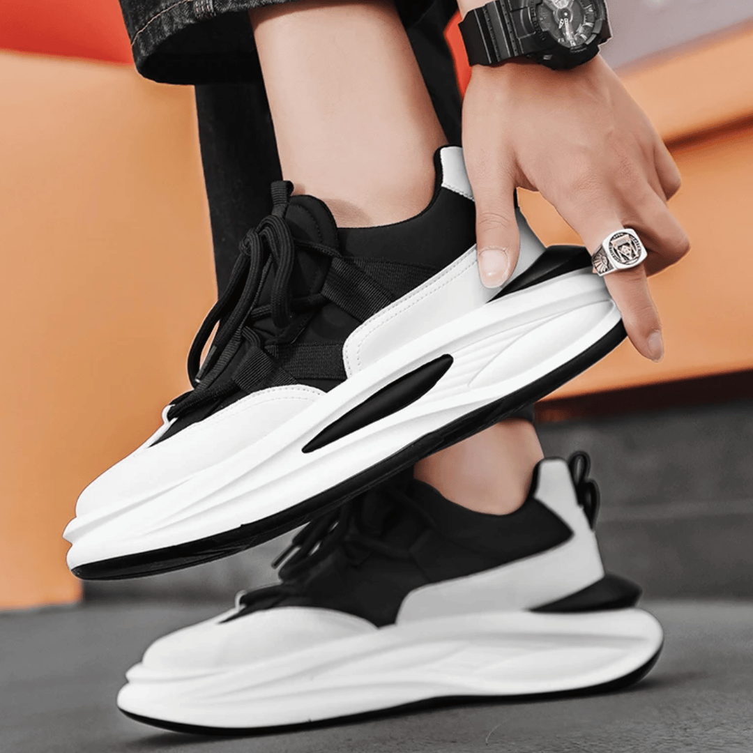 Baskets Tendance Noires Et Blanches Pour Homme | Semelle Épaisse