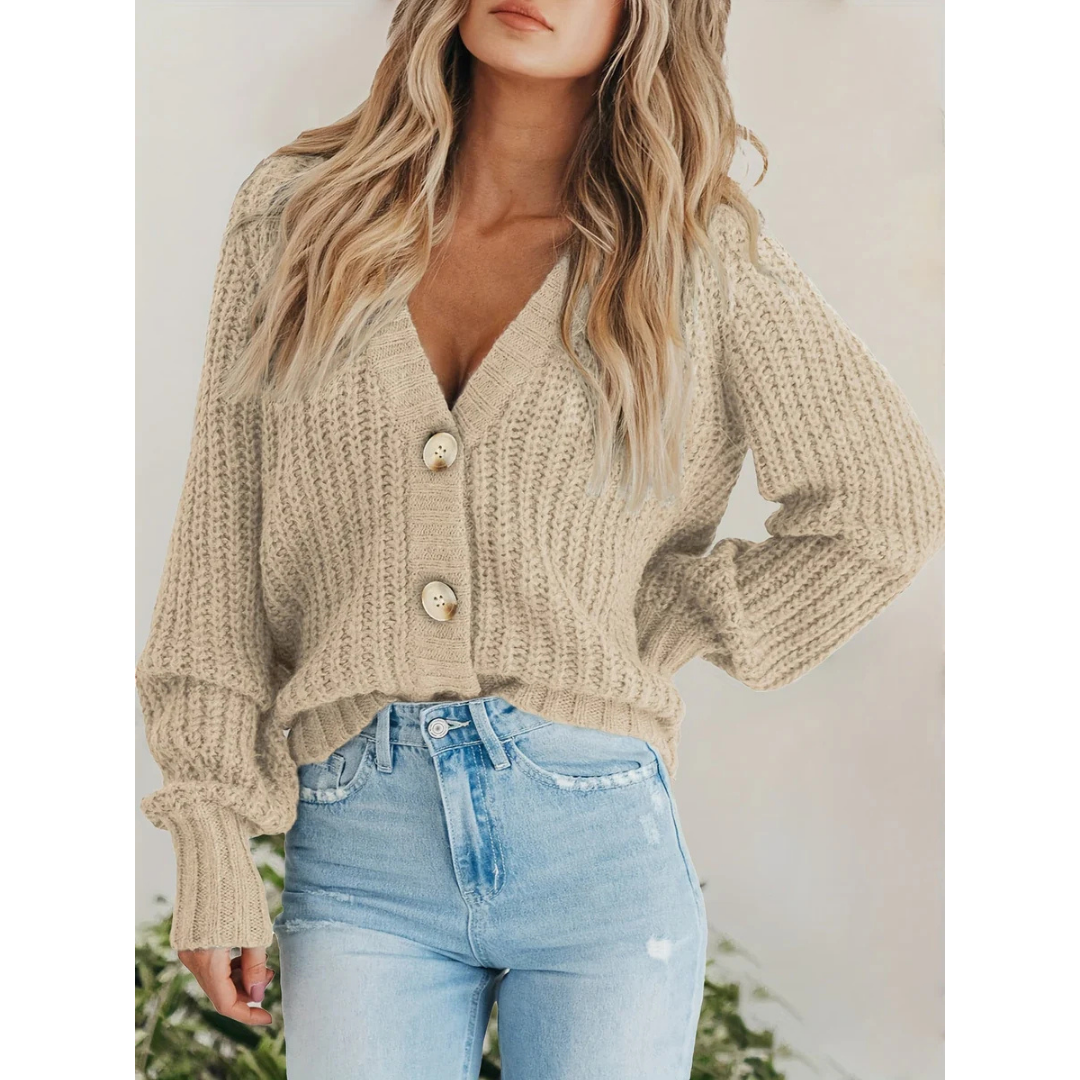 Cardigan D'hiver À Manches Longues Pour Femme | Col En V