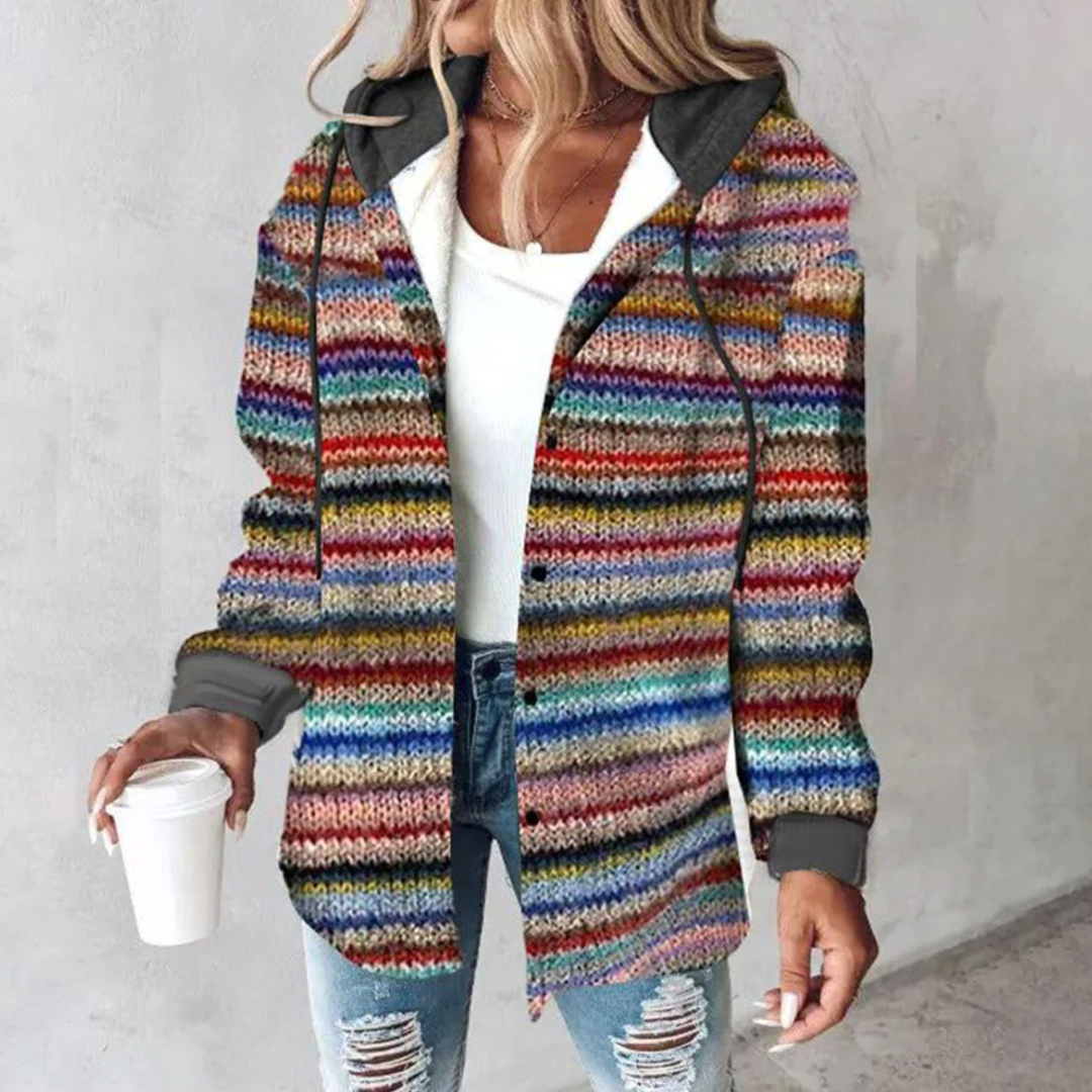 Cardigan Boutonné Multicolore Pour Femme | Hiver