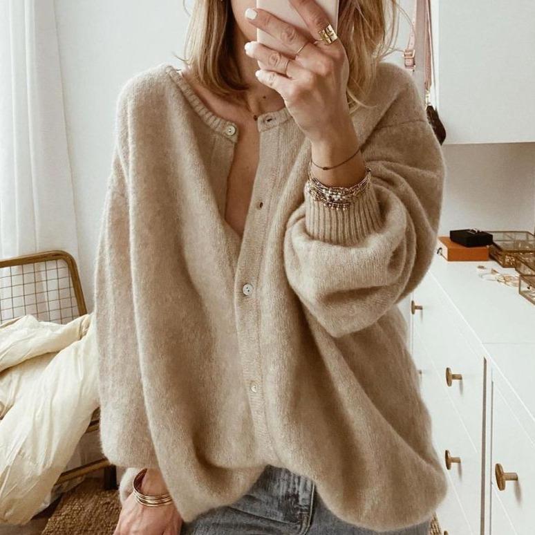 Pull D’Hiver Boutonné Pour Femme | Oversize