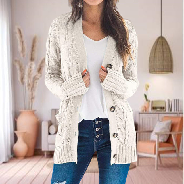 Cardigan D’Hiver Pour Femme Avec Boutons | Tricoté