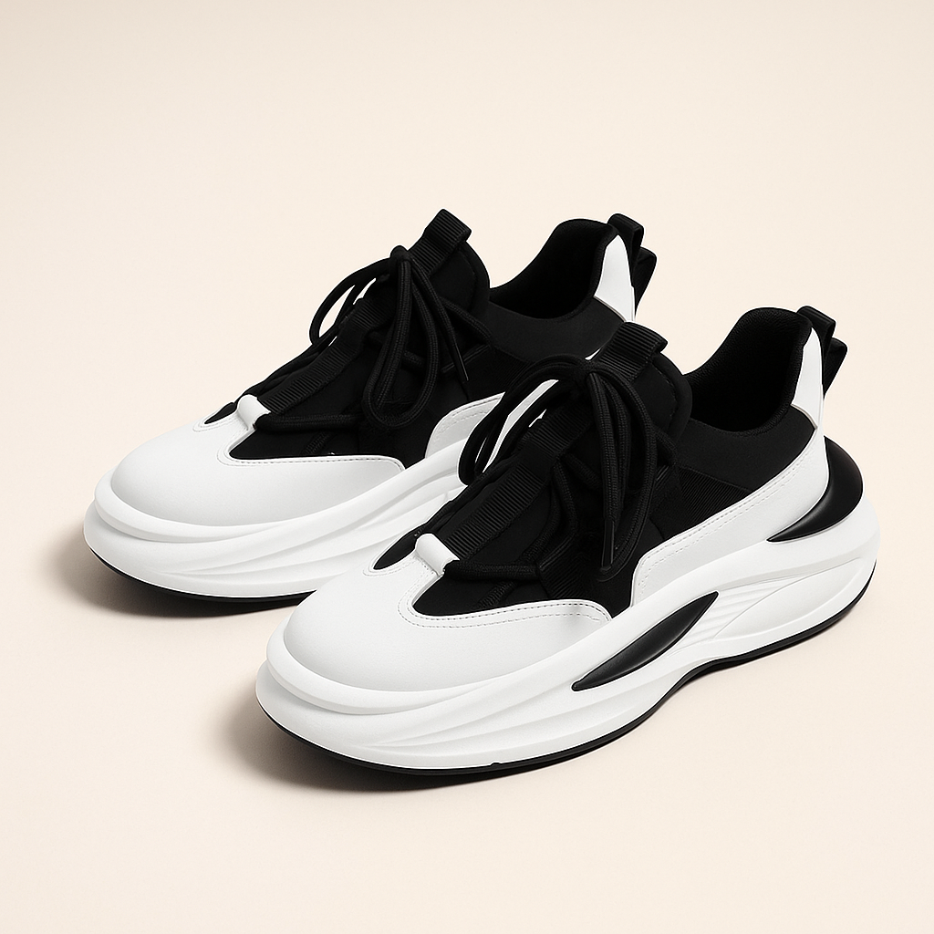 Baskets Tendance Noires Et Blanches Pour Homme | Semelle Épaisse