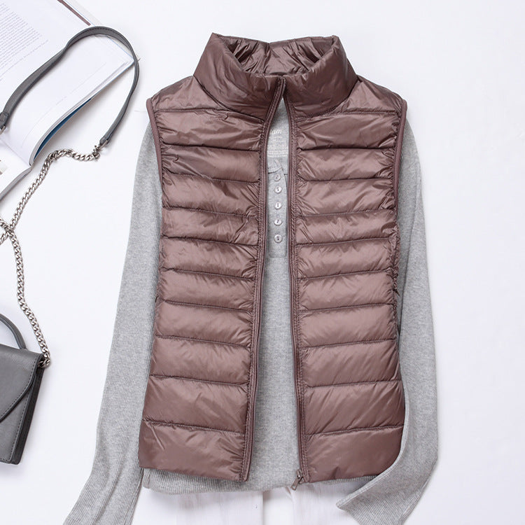 Gilet D'hiver Matelassé Avec Fermeture Éclair Pour Femme | Sans Manches