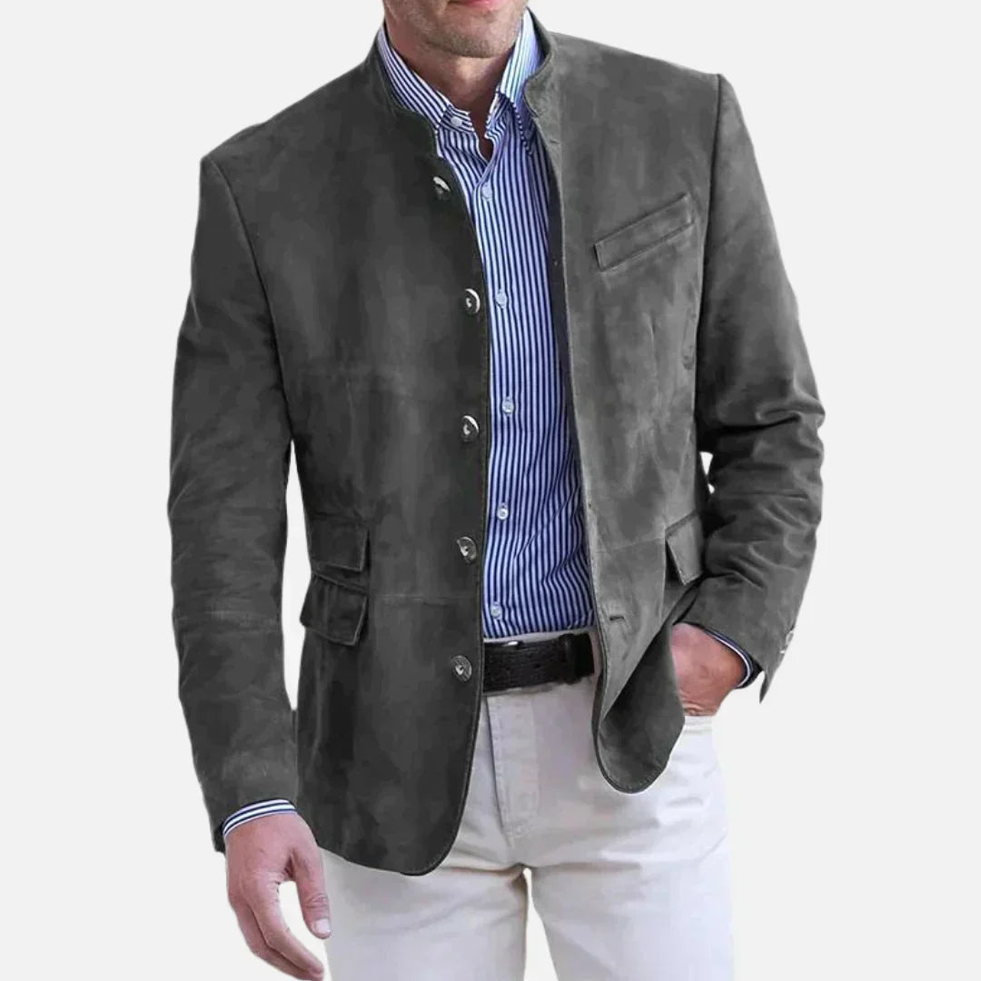 Blazer Classique À Col Montant Pour Homme | Simple Boutonnage