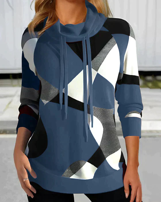 Sweat À Capuche À Motifs Géométriques Pour Femme | Manches Longues