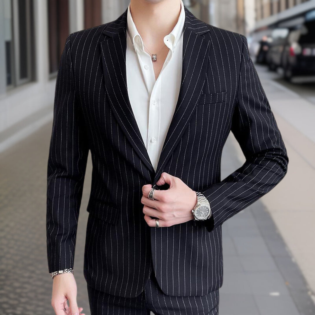 Costume Deux Pièces Élégant À Rayures Pour Homme | Coupe Droite