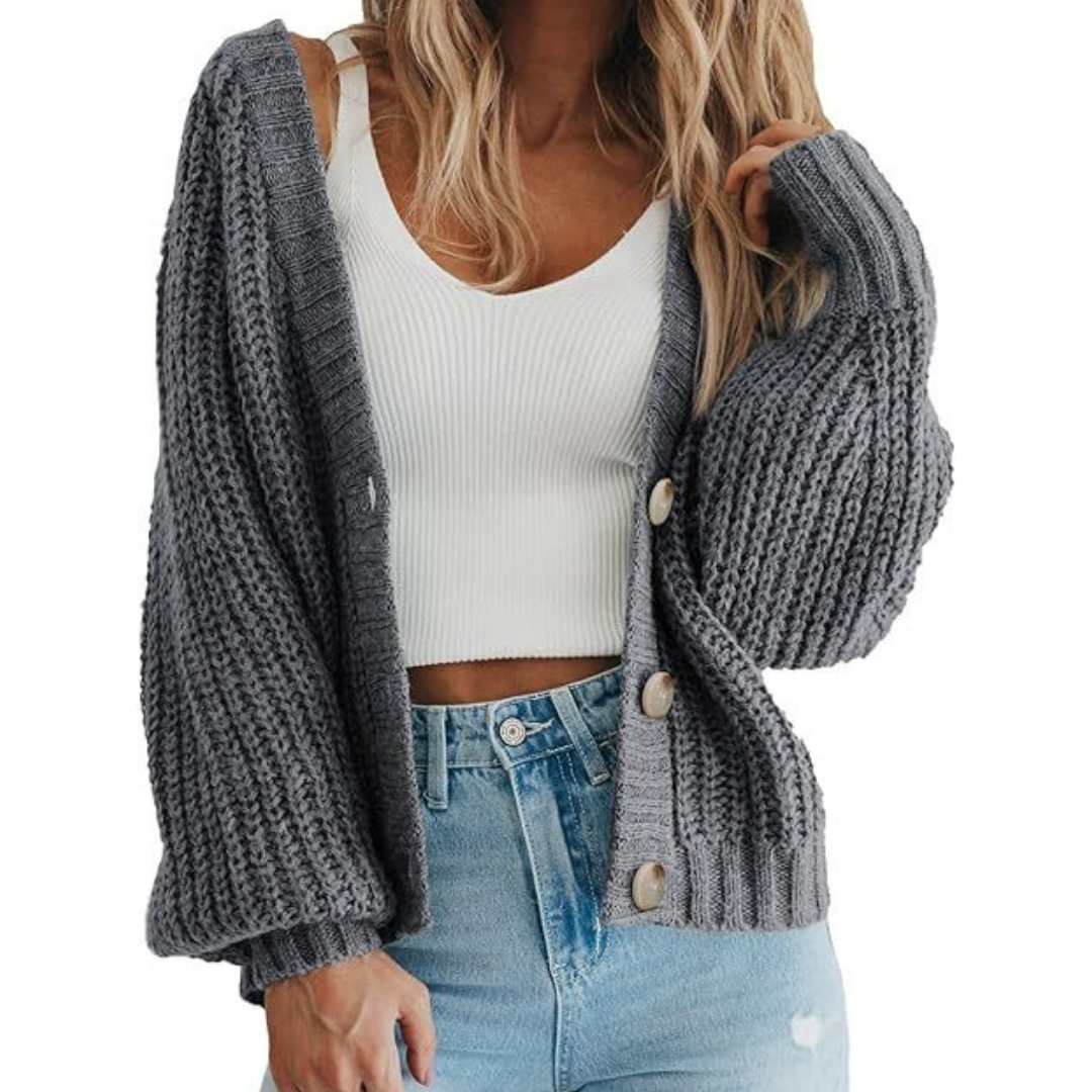 Cardigan D'hiver À Manches Longues Pour Femme | Col En V