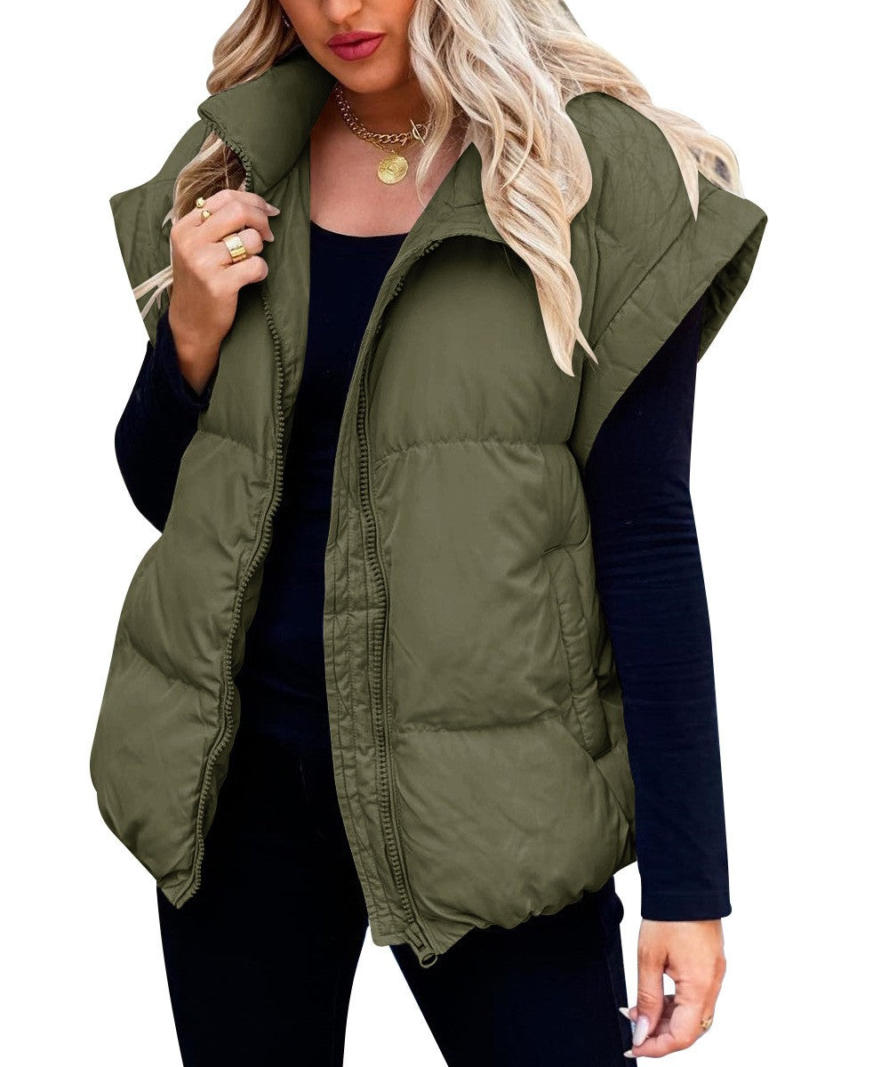 Gilet D'hiver Tendance À Fermeture Éclair Pour Femme | Sans Manches