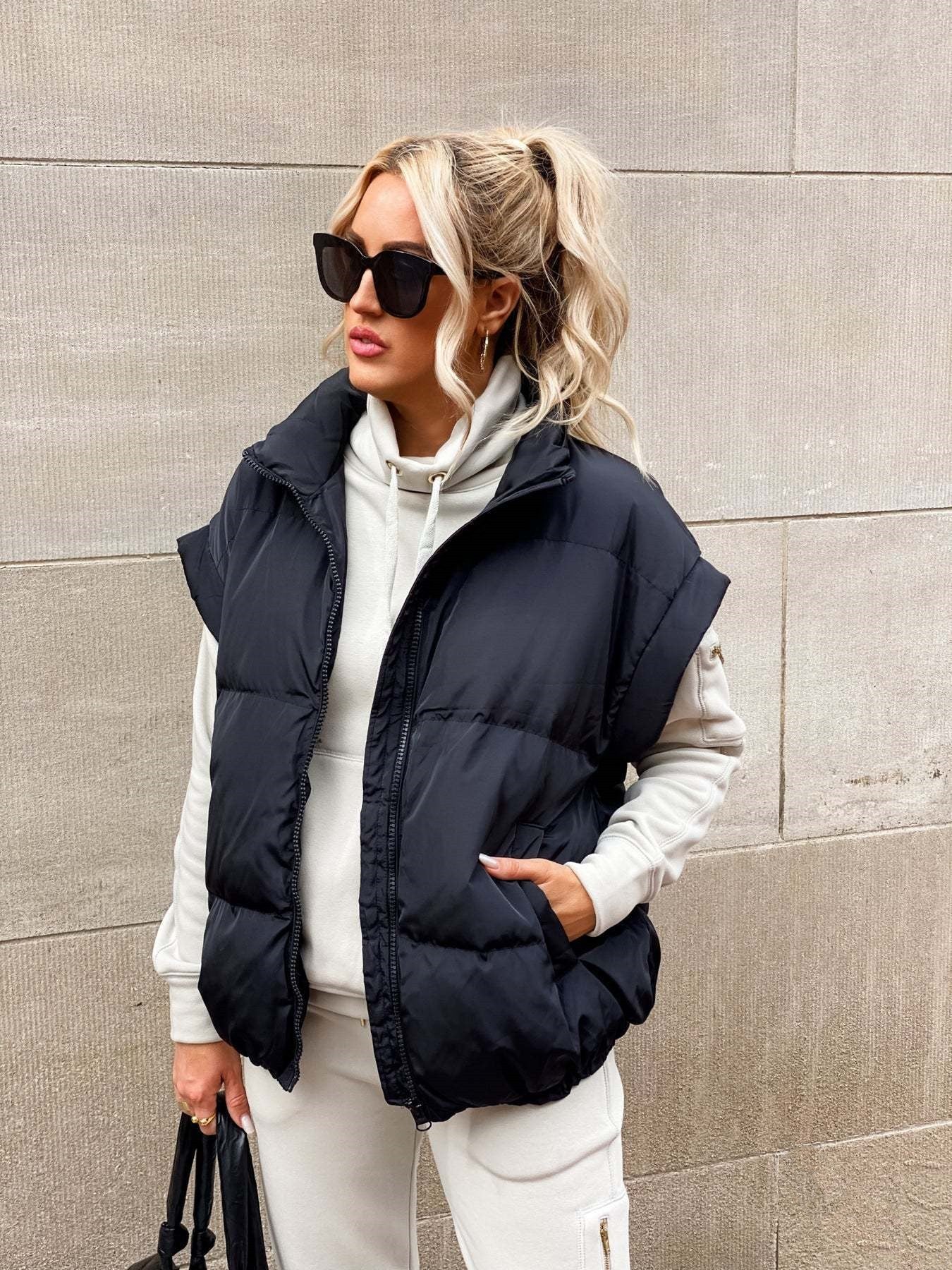 Gilet D'hiver Tendance À Fermeture Éclair Pour Femme | Sans Manches