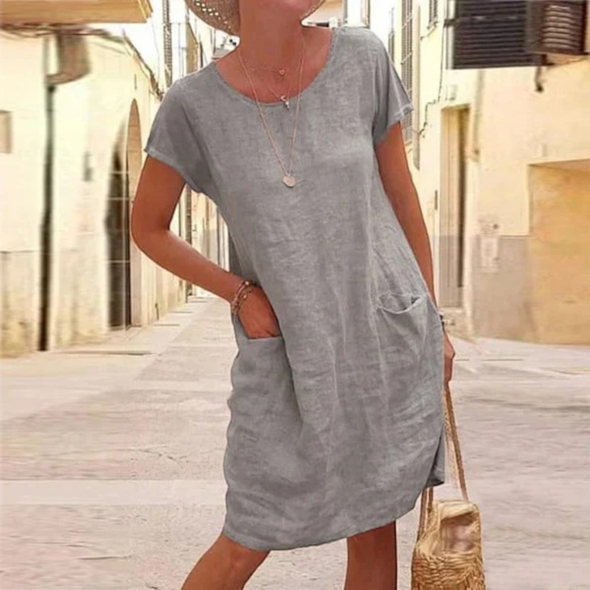 Amanda | Robe Chemise D'été Décontractée Avec Poche Pour Femmes