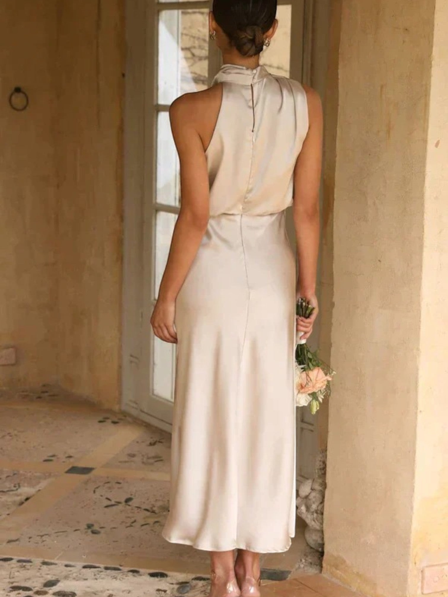 Amanda | Robe Élégante À Col Licou Pour Femmes | Maxi