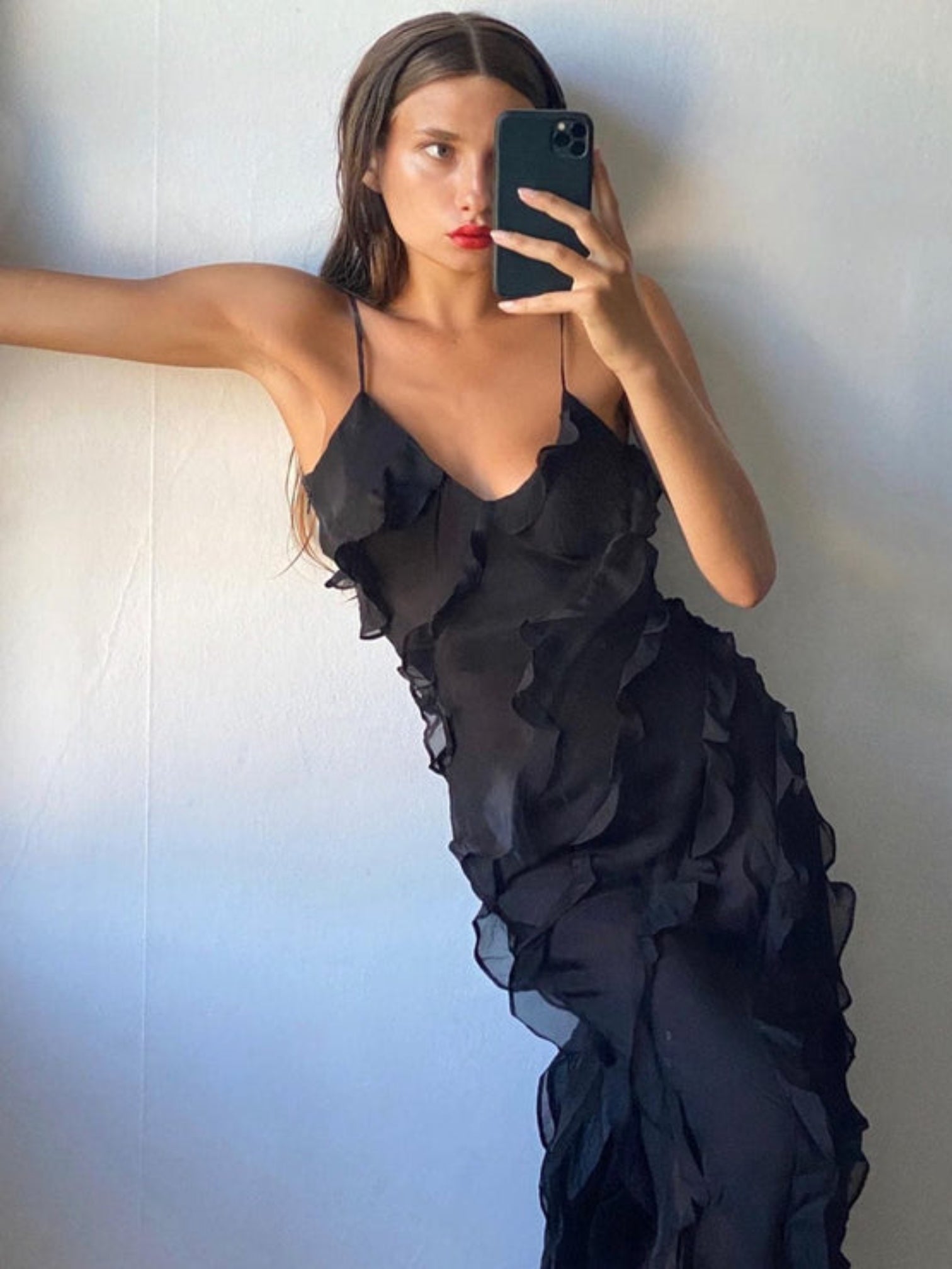Senna | Robe Sans Manches À Volants Pour Femmes | Maxi