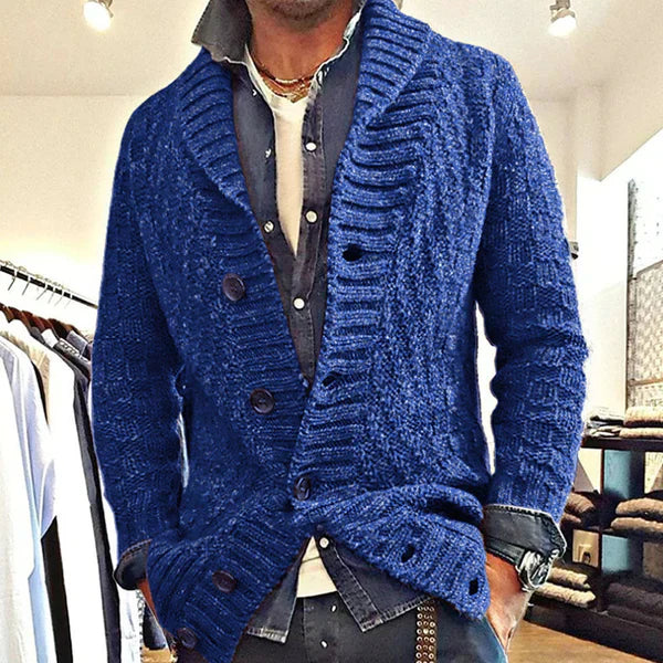 Cardigan Boutonné D'hiver À Revers Pour Homme | Manches Longues