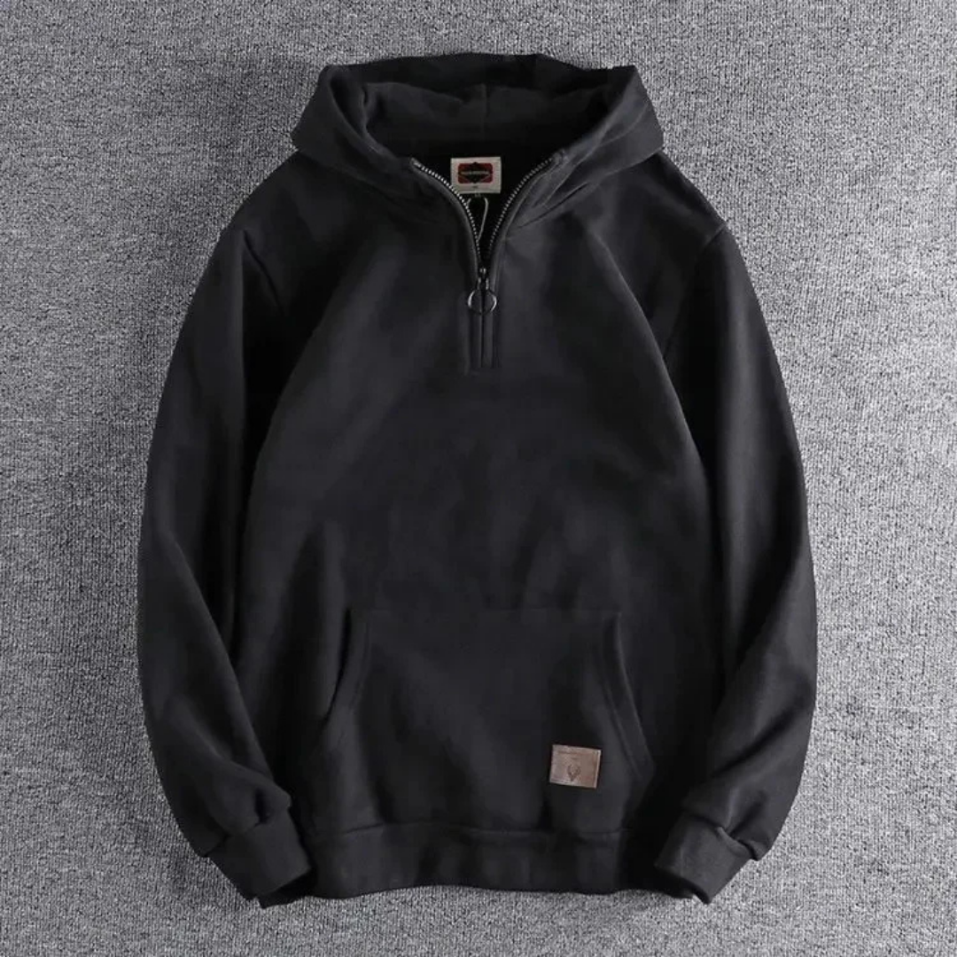 Sweat À Capuche D'hiver Pour Homme Avec Poche | Demi-zip