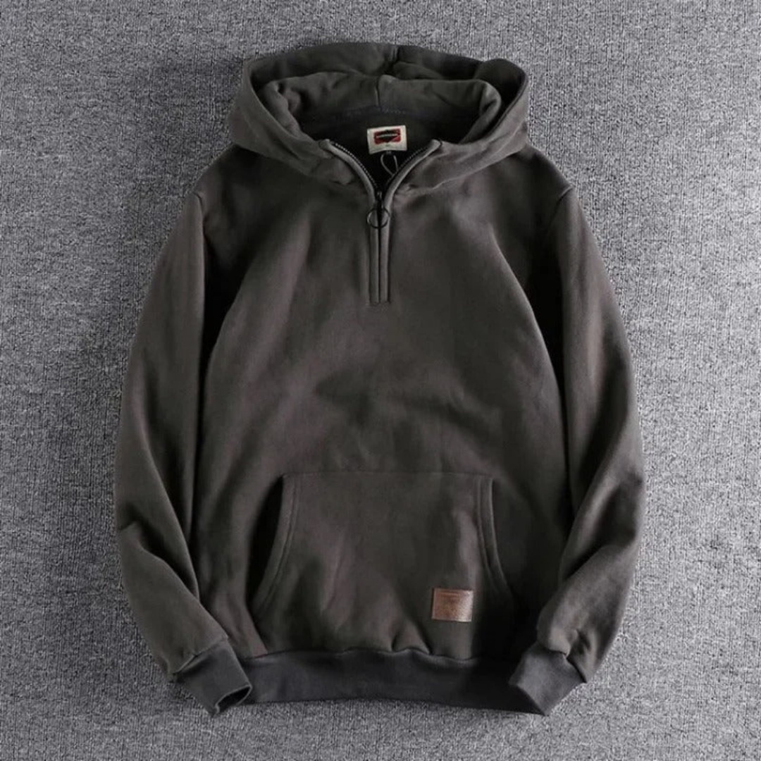 Sweat À Capuche D'hiver Pour Homme Avec Poche | Demi-zip