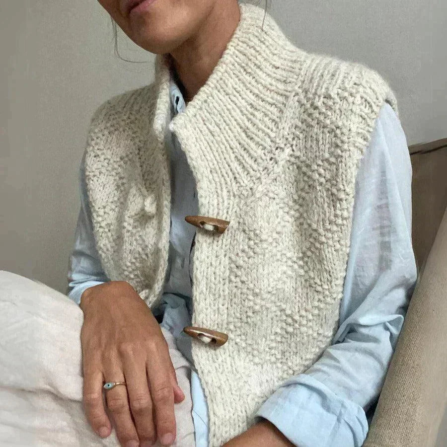 Gilet En Tricot Classique Avec Fermeture À Boutons Pour Femme | Beige