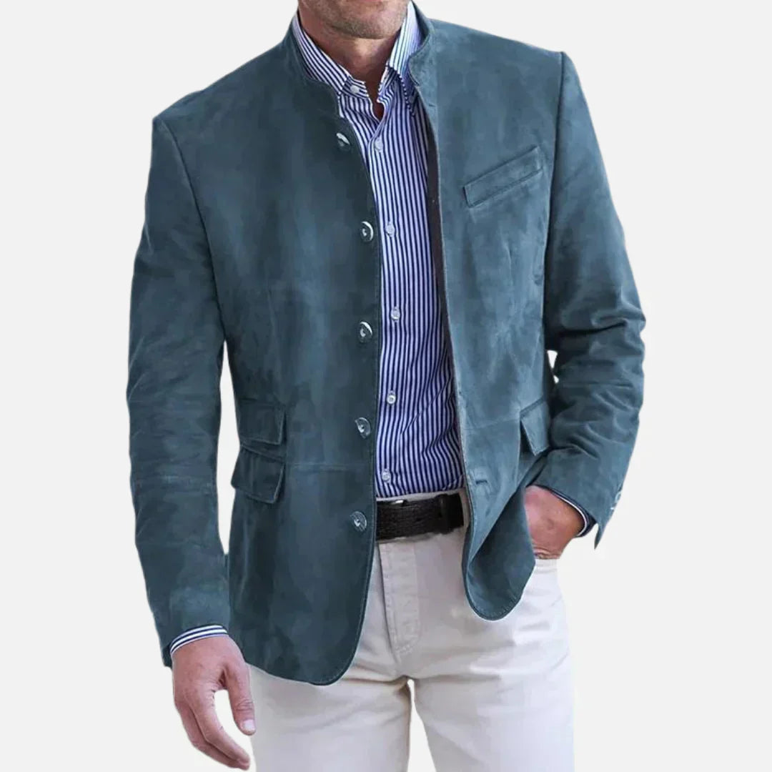 Blazer Classique À Col Montant Pour Homme | Simple Boutonnage