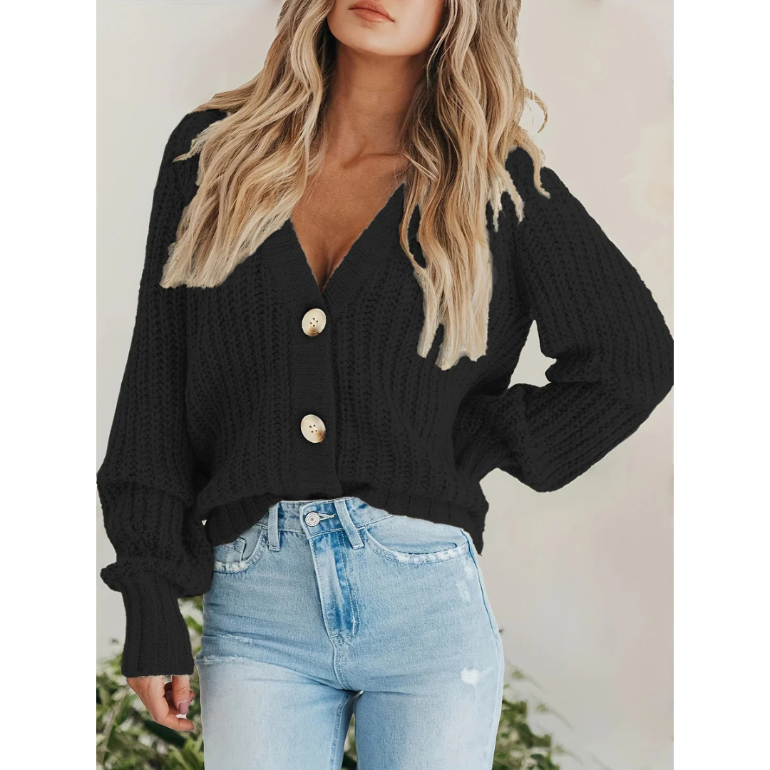 Cardigan D'hiver À Manches Longues Pour Femme | Col En V