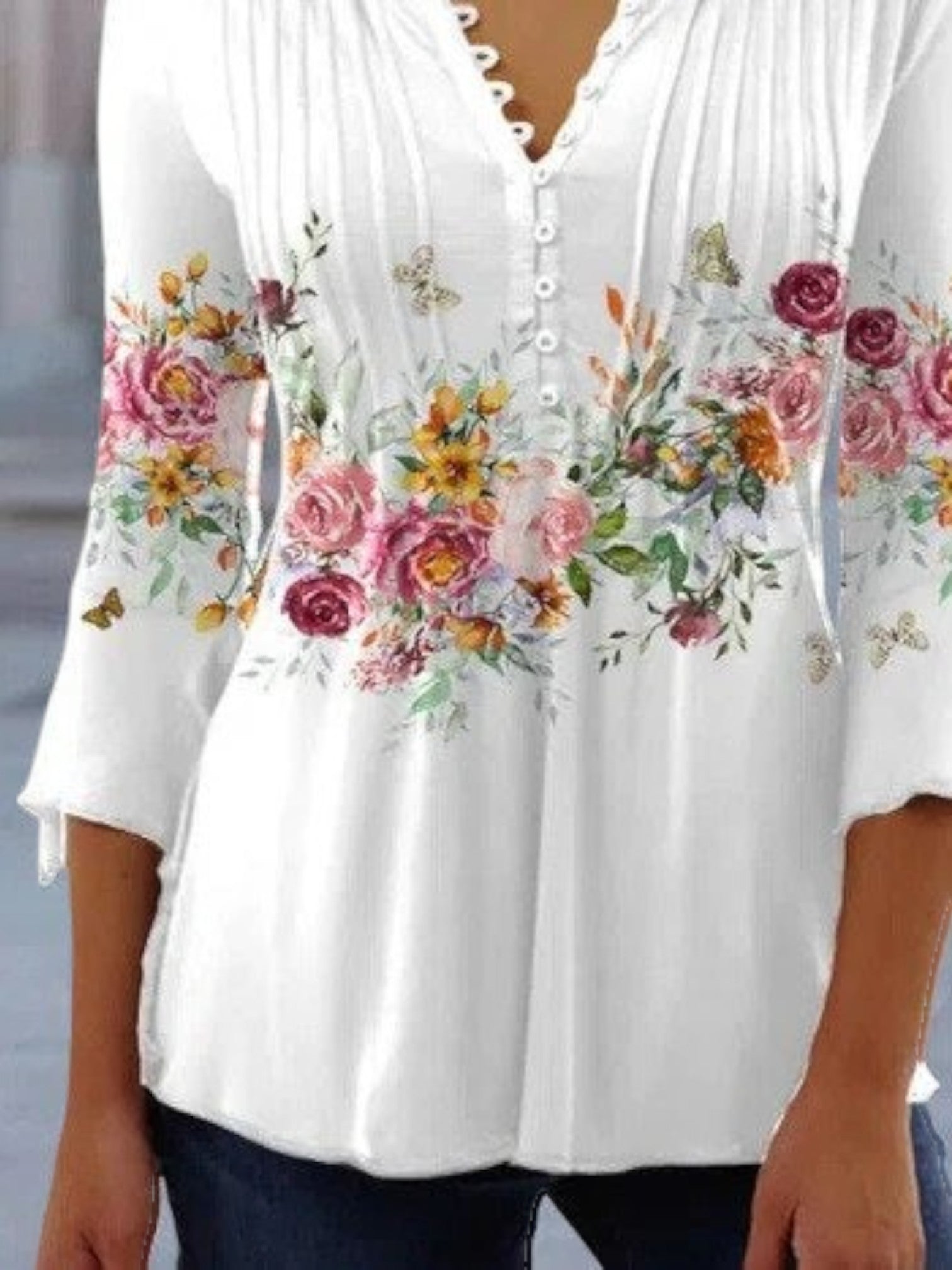 Chemisier Col V À Imprimé Floral Pour Femme | Chic