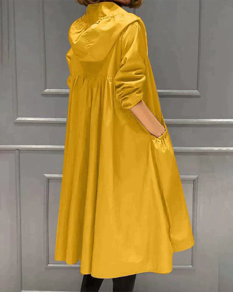 Veste De Pluie Longue Zippée Pour Femme | Capuche
