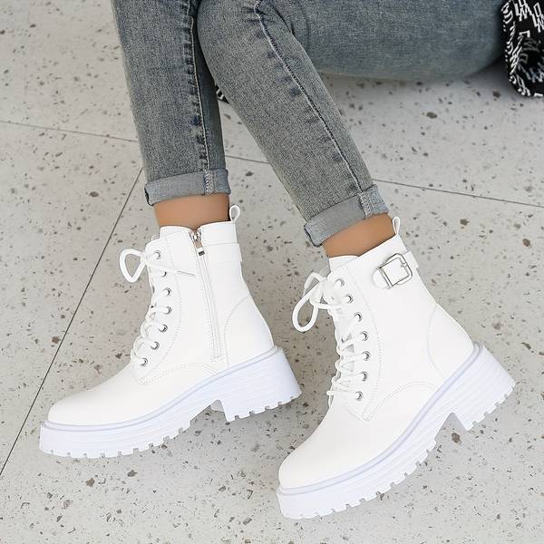 Bottes Blanches En Cuir Pour Femme | Zippé