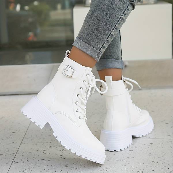 Bottes Blanches En Cuir Pour Femme | Zippé