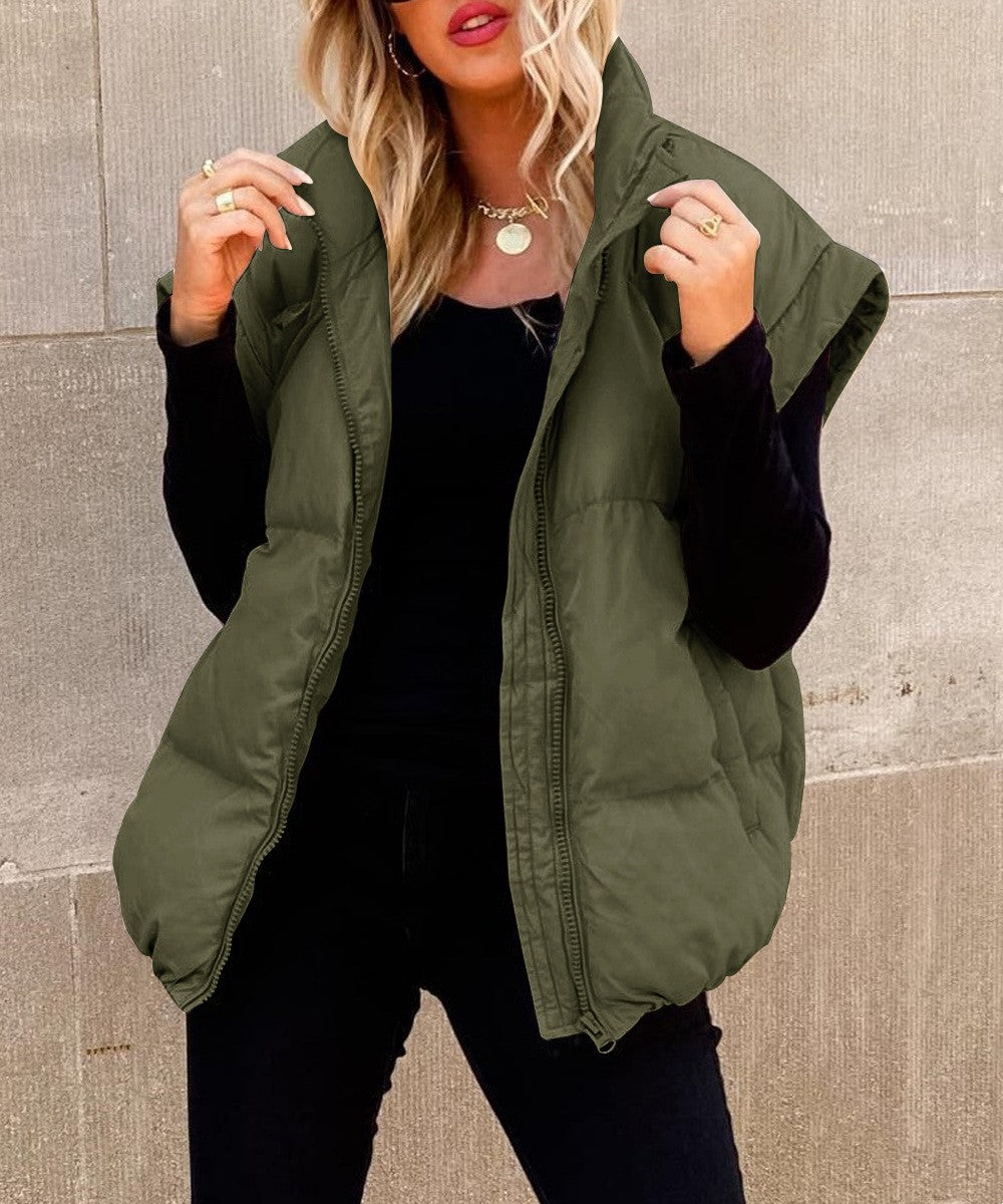 Gilet D'hiver Tendance À Fermeture Éclair Pour Femme | Sans Manches