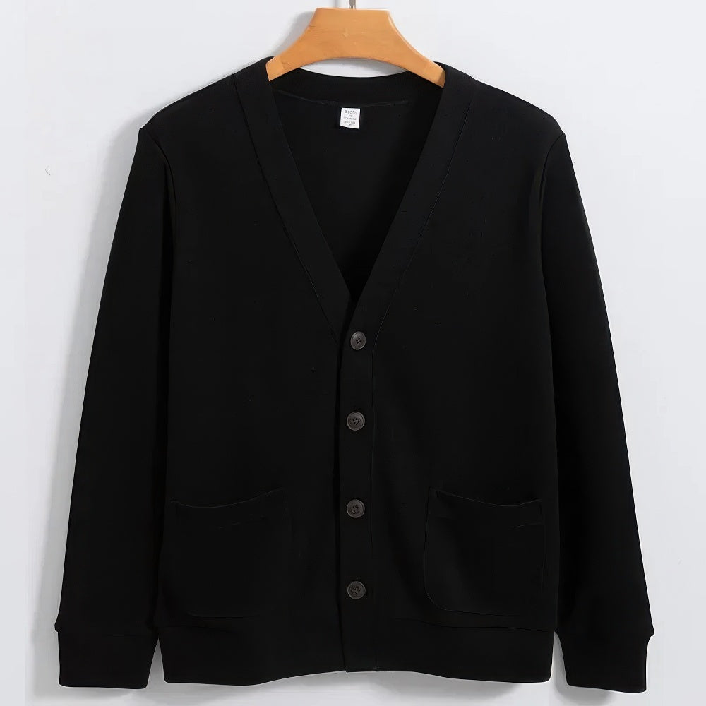 Cardigan D'hiver Pour Homme Avec Patte De Boutonnage Et Col En V | Avec Poche