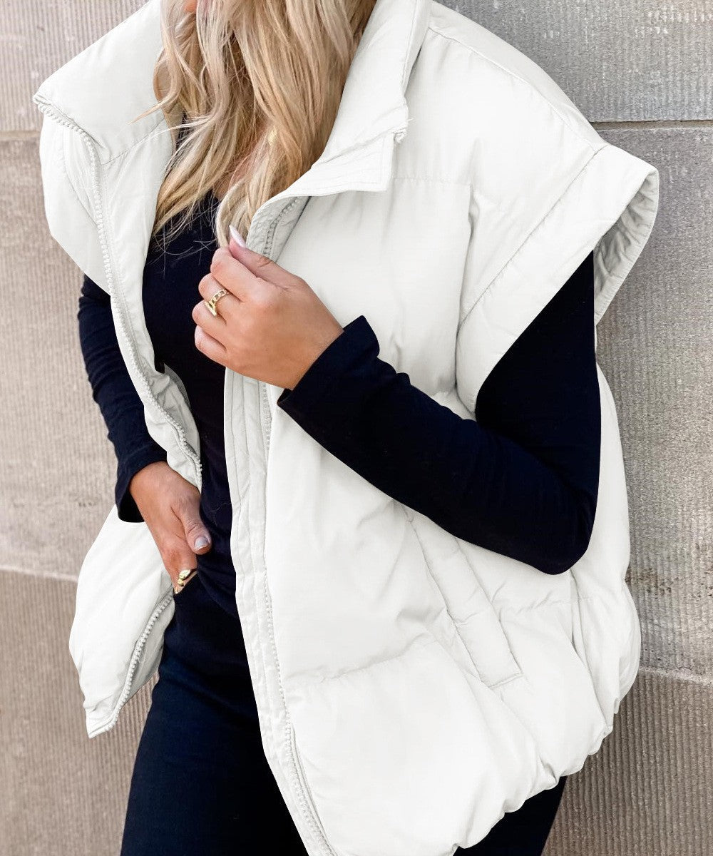 Gilet D'hiver Tendance À Fermeture Éclair Pour Femme | Sans Manches