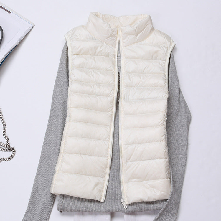 Gilet D'hiver Matelassé Avec Fermeture Éclair Pour Femme | Sans Manches