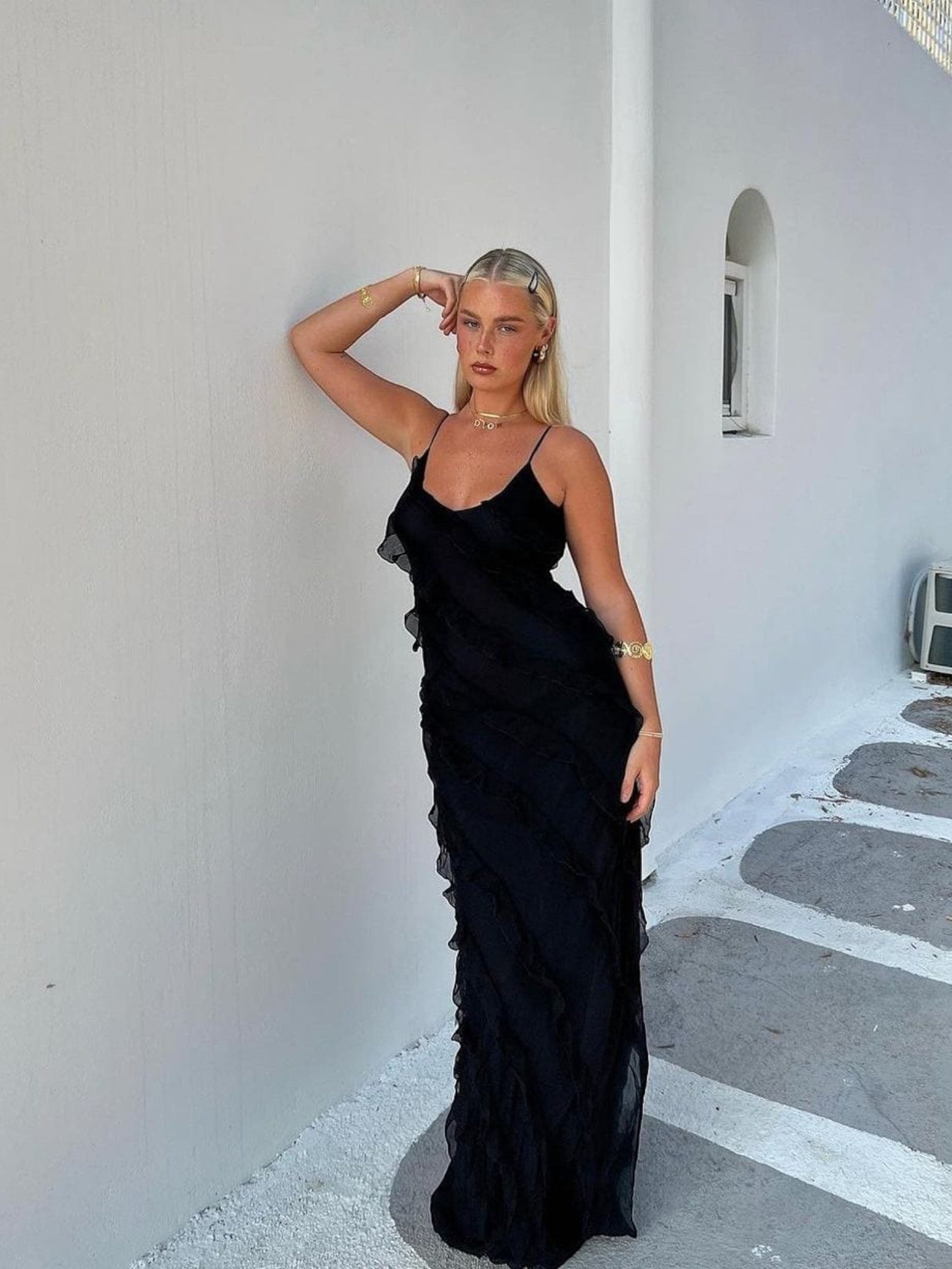 Senna | Robe Sans Manches À Volants Pour Femmes | Maxi