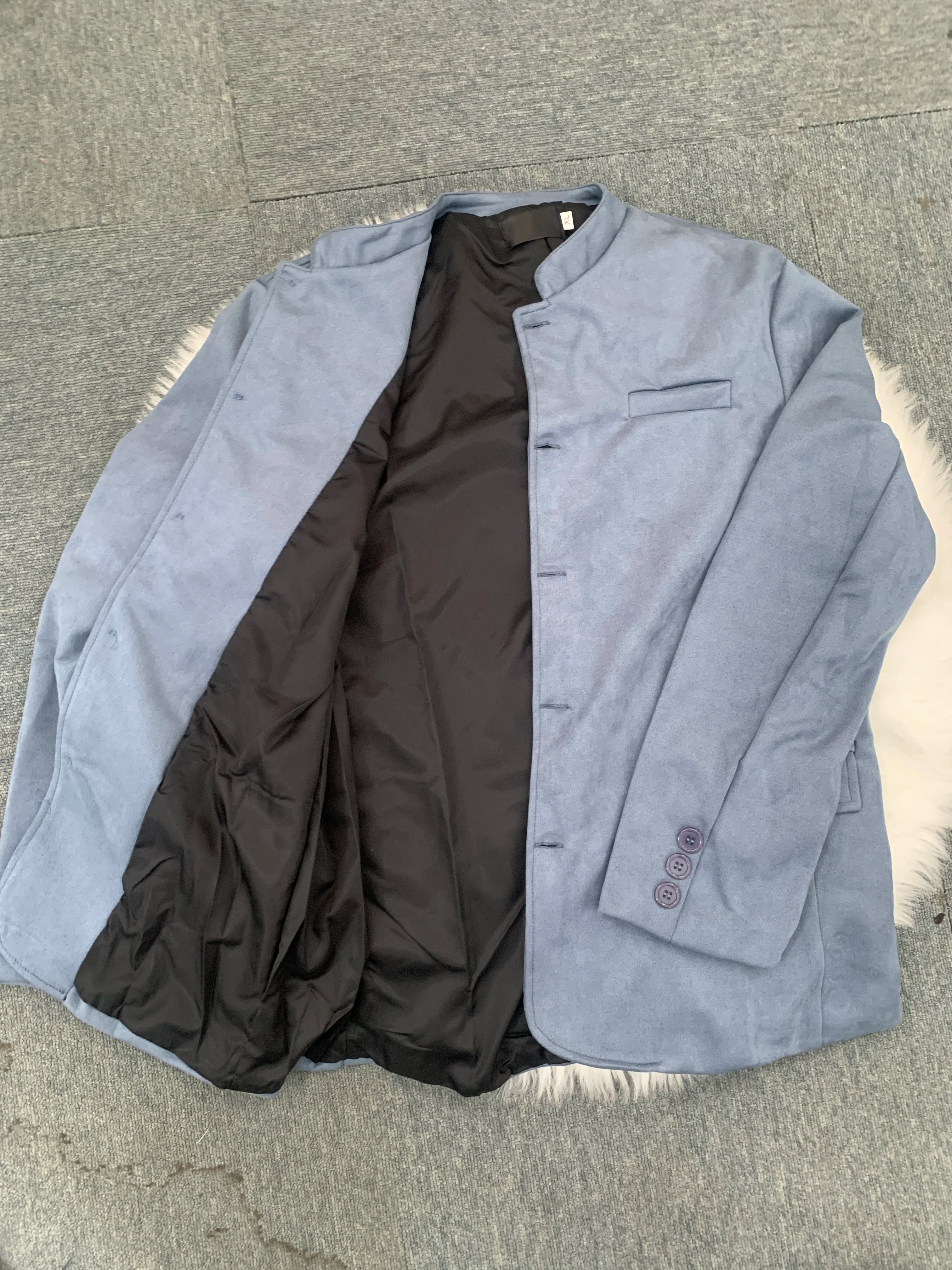 Blazer Classique À Col Montant Pour Homme | Simple Boutonnage