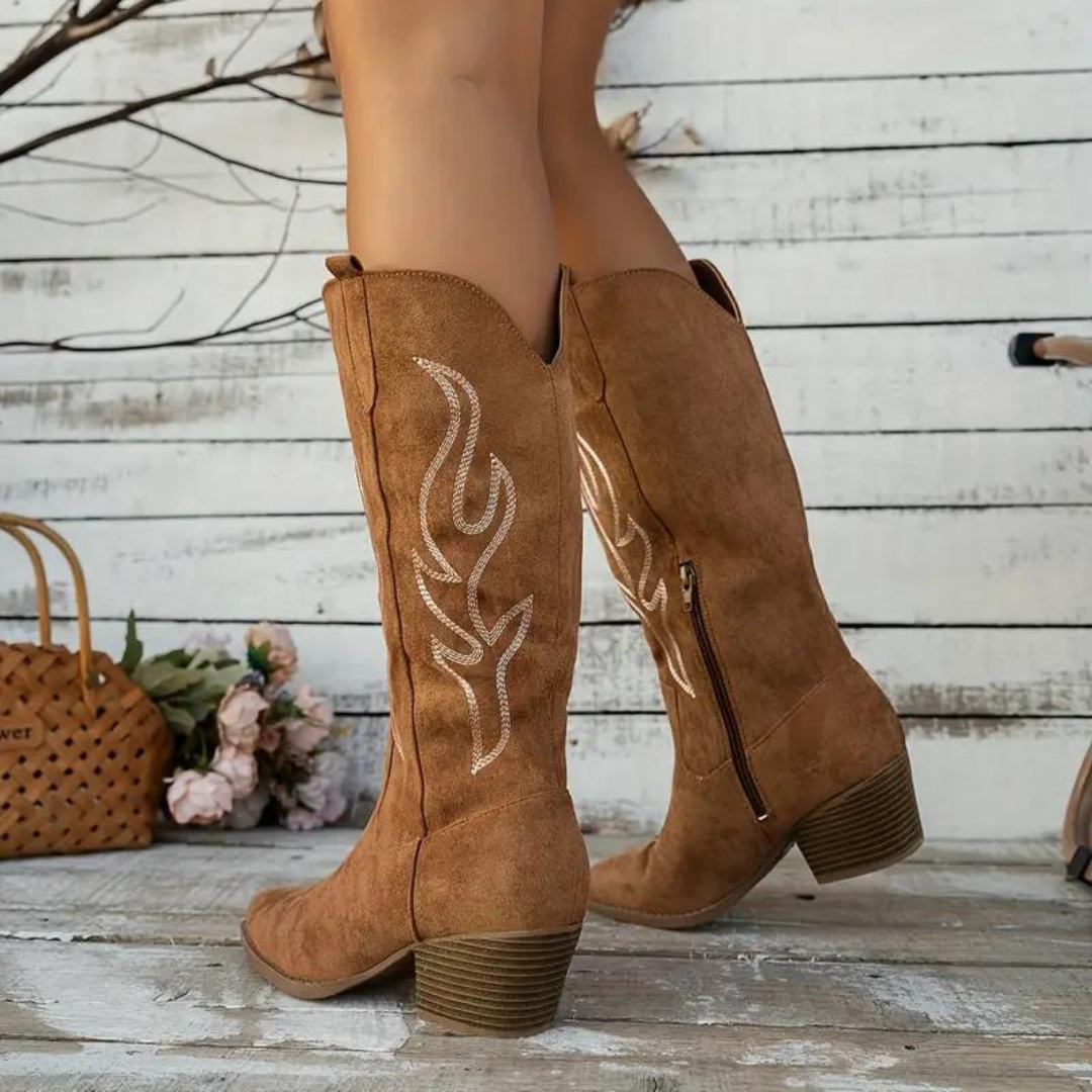 Bottes À Talons Épais Pour Femme | Fermeture Éclair Latérale