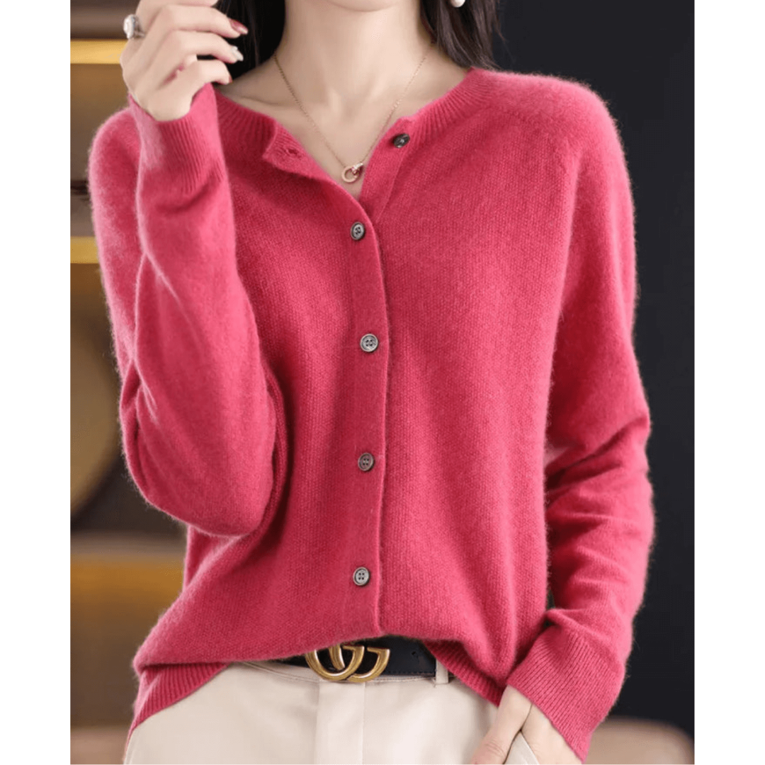 Cardigan En Cachemire À Boutons Et Manches Longues Pour Femme | Col Rond