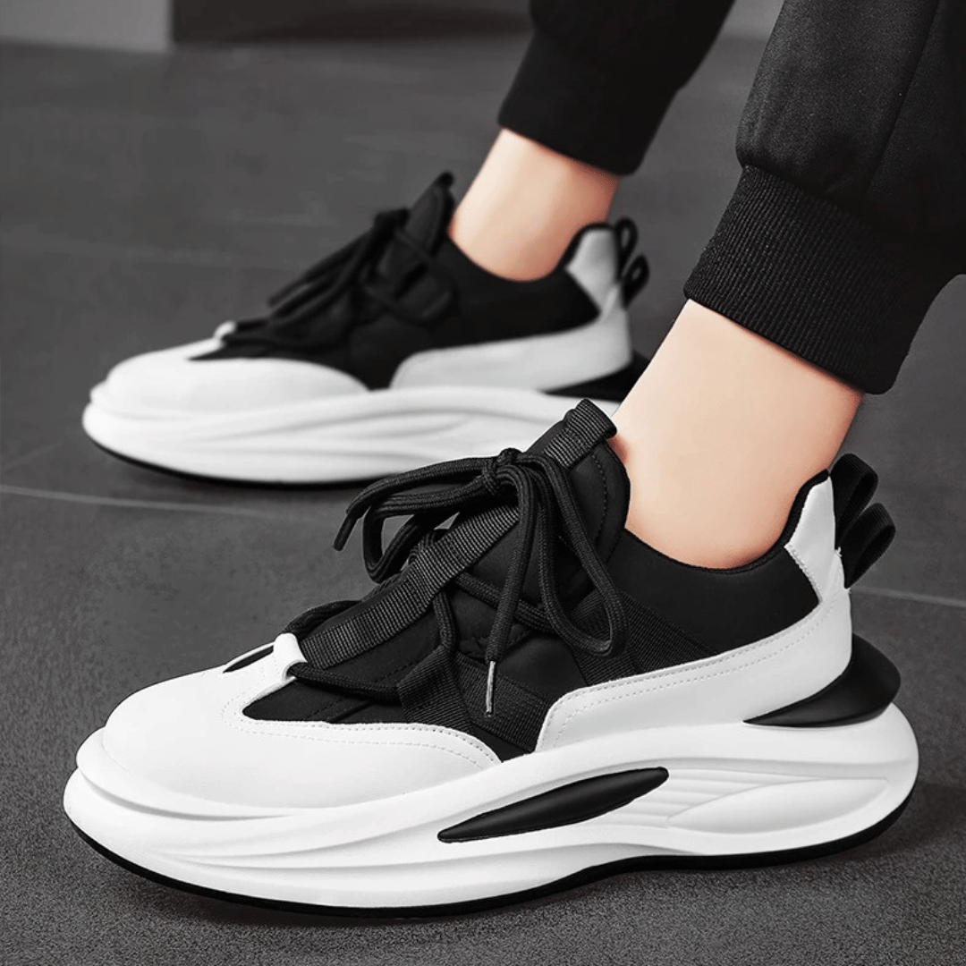 Baskets Tendance Noires Et Blanches Pour Homme | Semelle Épaisse