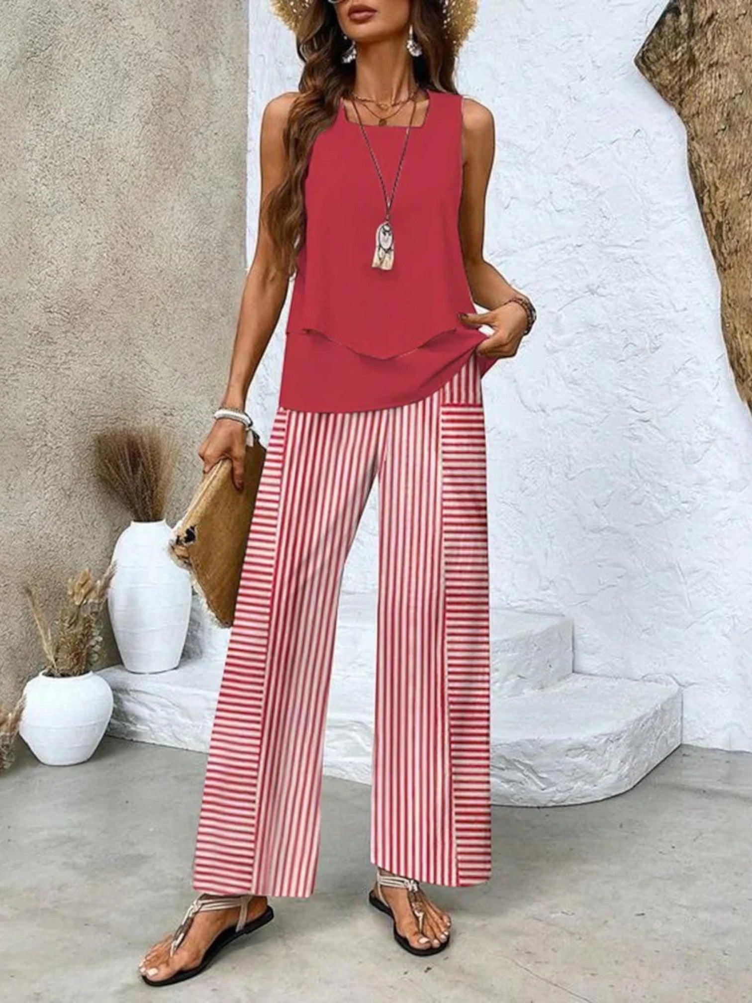 Ensemble Deux Pièces Chic Pour Femme | Sans Manches