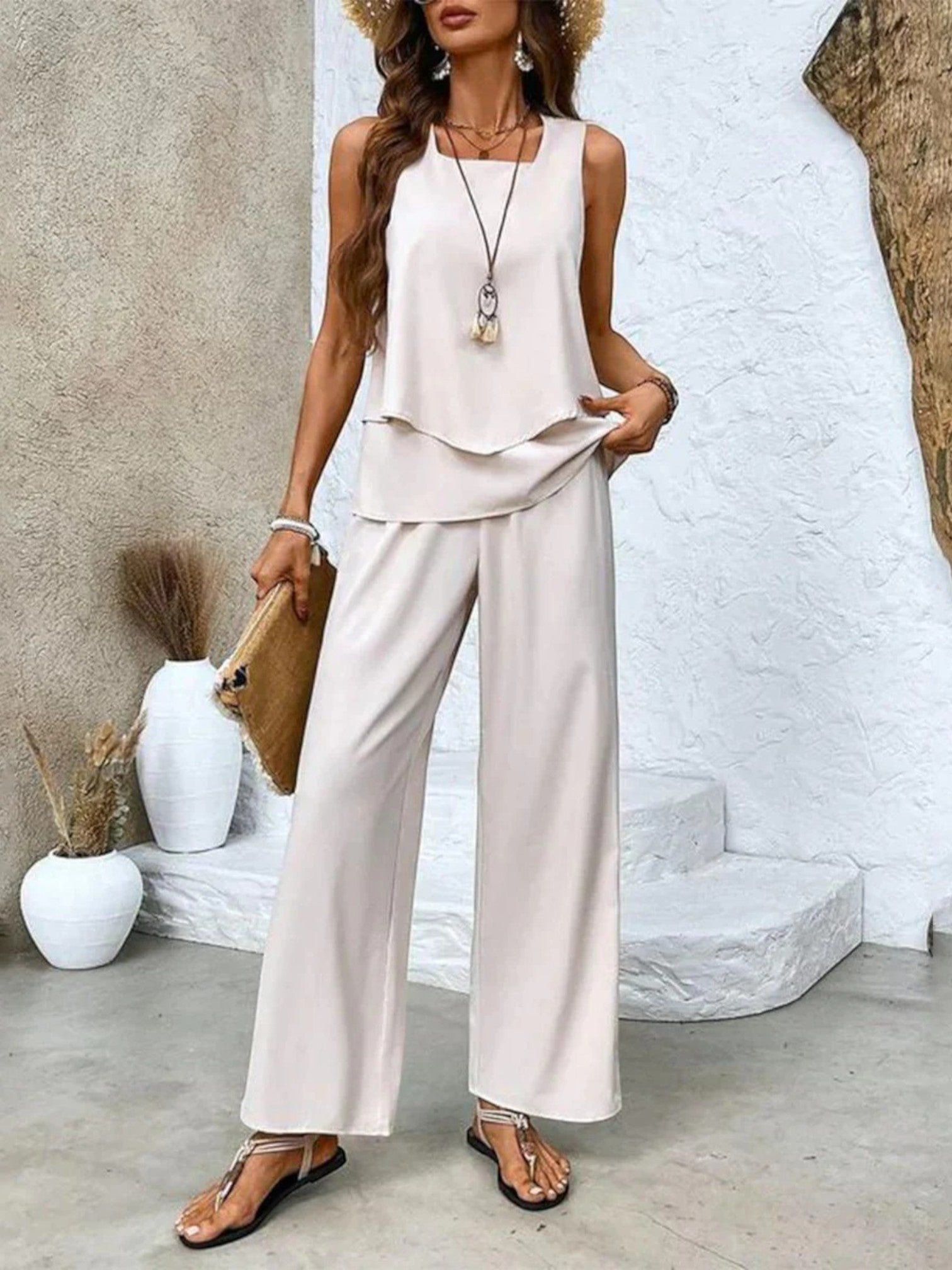 Ensemble Deux Pièces Chic Pour Femme | Sans Manches
