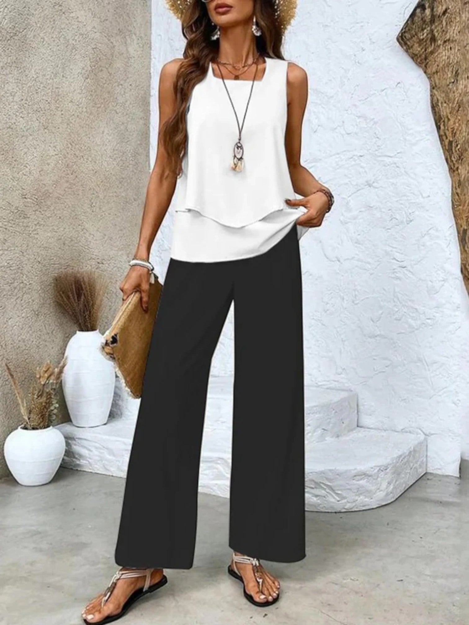 Ensemble Deux Pièces Chic Pour Femme | Sans Manches