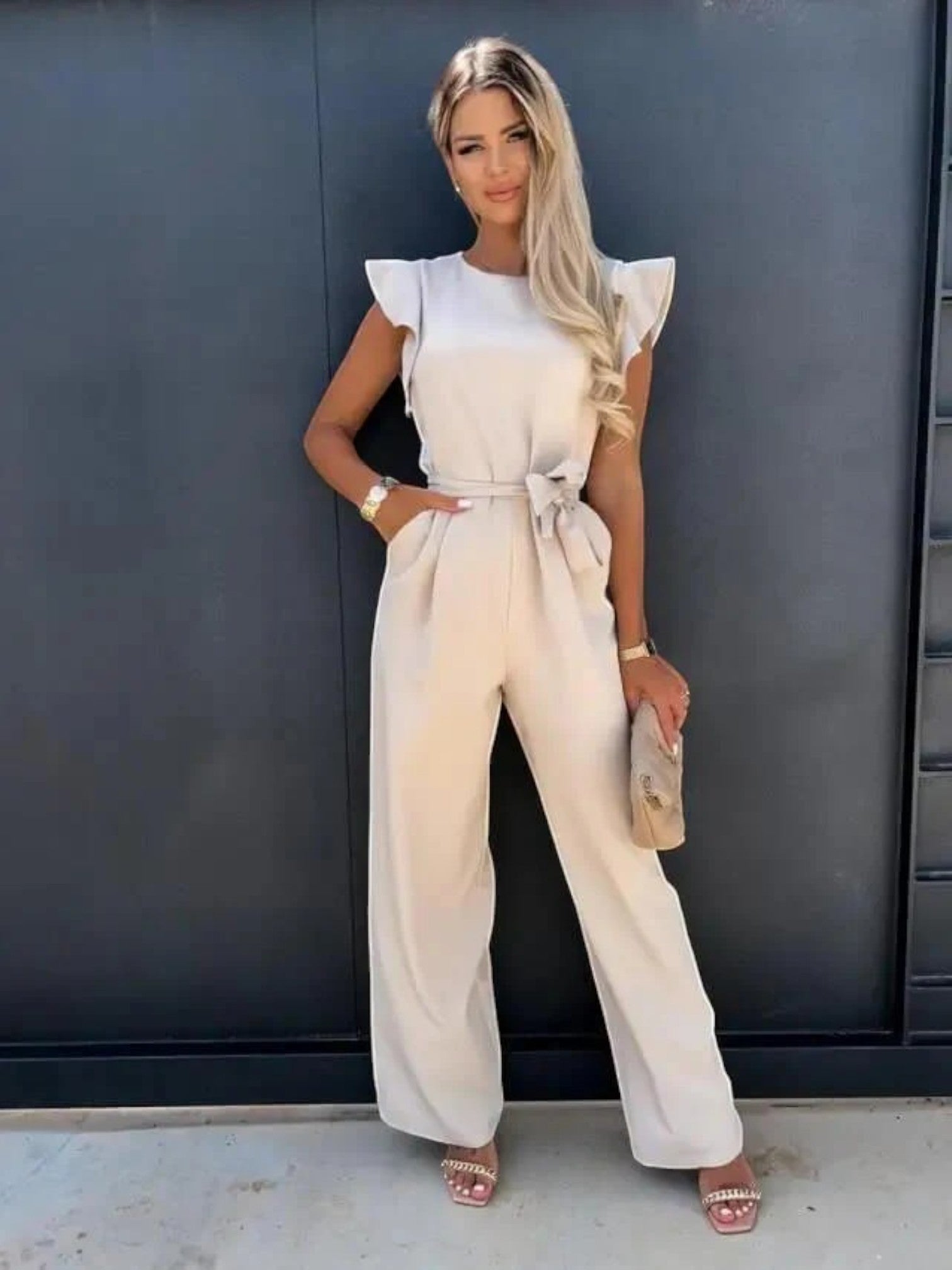 Maëlle | Combinaison Chic À Taille Nouée Pour Femmes | Manches À Volants