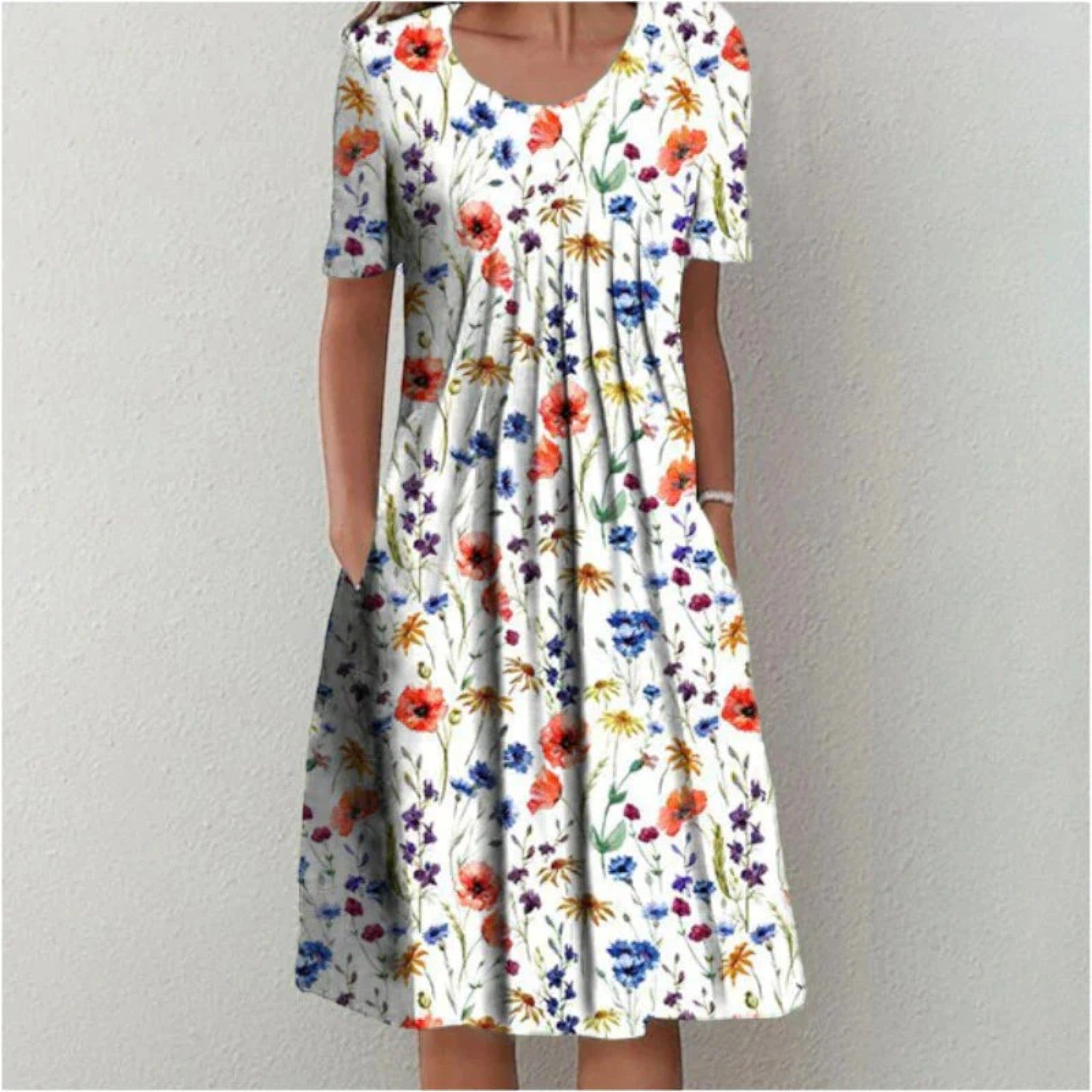 Anouk | Robe Plissée Fleurie Élégante Pour Femme | Midi