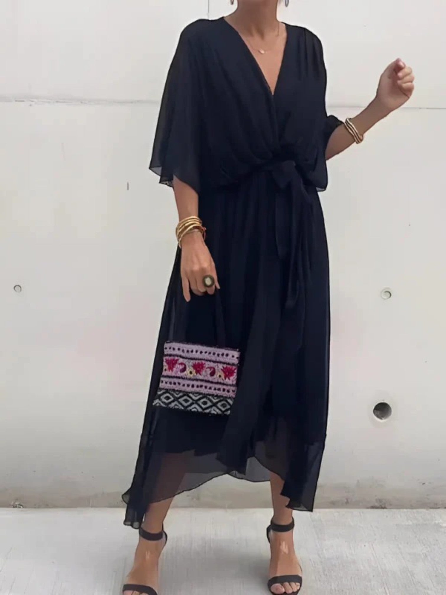 Anaëlle | Robe D'été Confortable À Col En V Pour Femmes | Midi