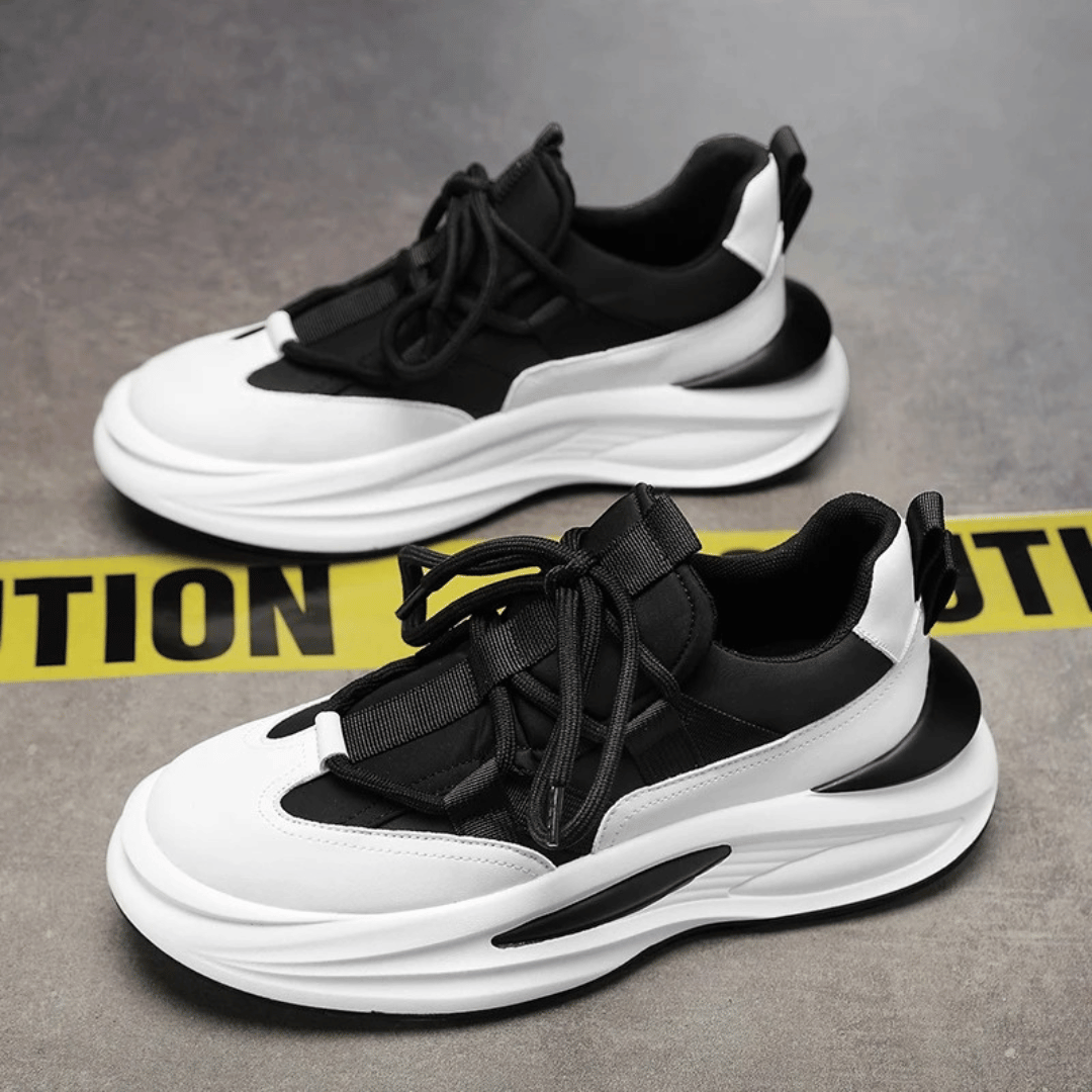 Baskets Tendance Noires Et Blanches Pour Homme | Semelle Épaisse