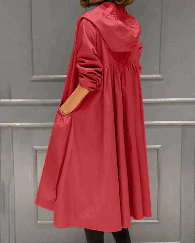 Veste De Pluie Longue Zippée Pour Femme | Capuche