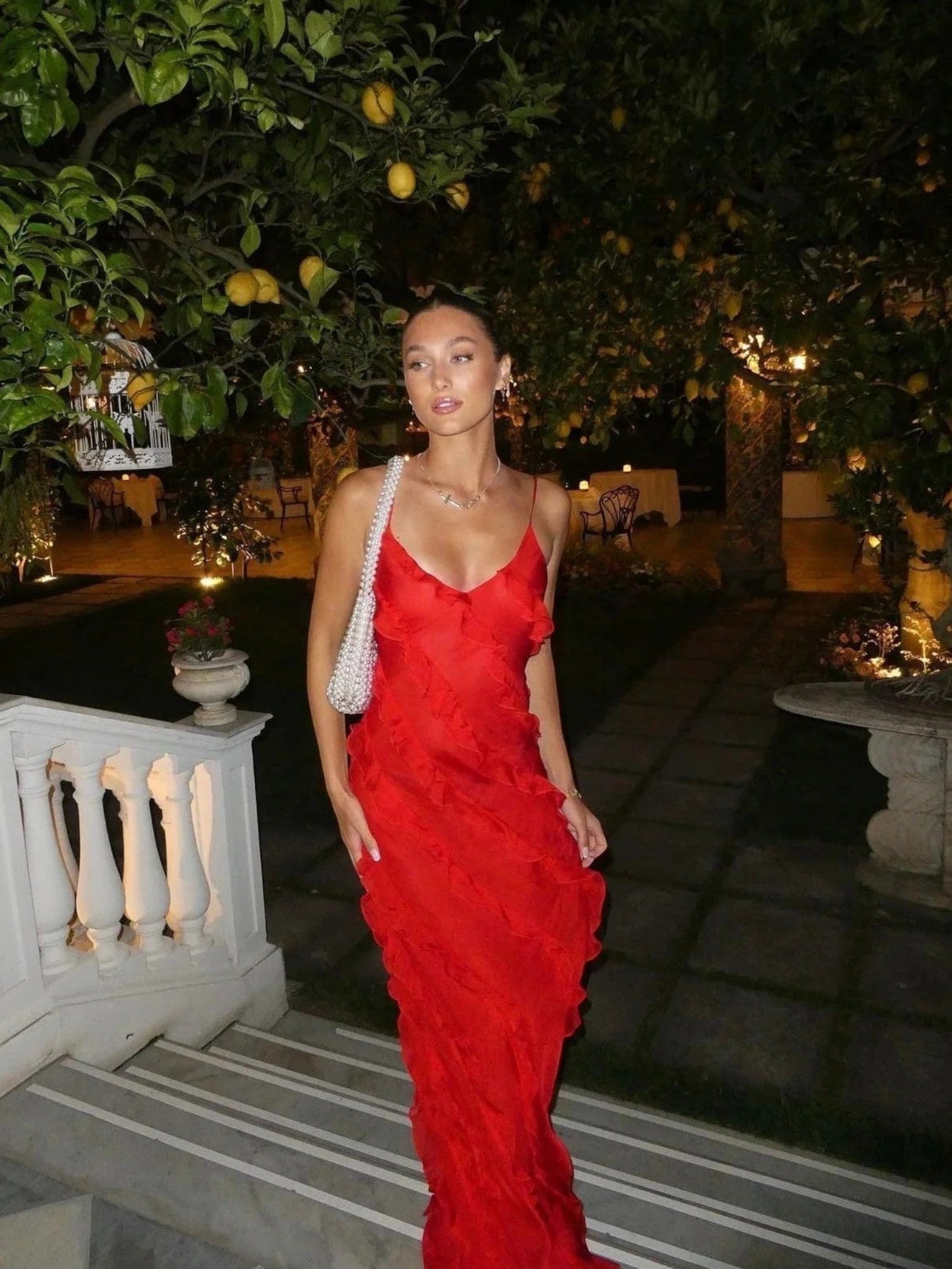 Senna | Robe Sans Manches À Volants Pour Femmes | Maxi