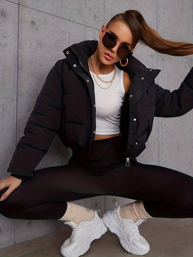 Veste Doudoune D’Hiver Stylée Courte | Manches Longues