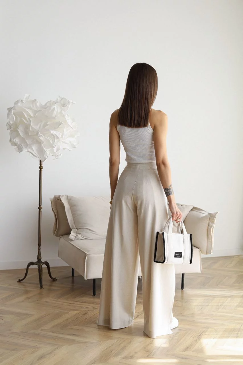 Pantalon Large À Nouer Et À Ceinture Pour Femme | Taille Haute