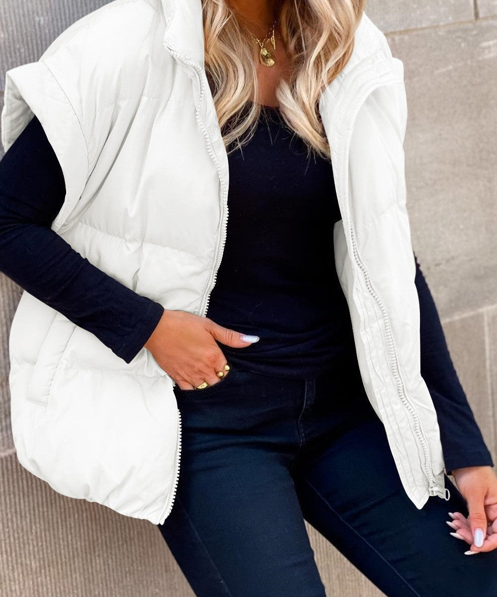 Gilet D'hiver Tendance À Fermeture Éclair Pour Femme | Sans Manches